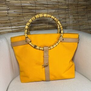 Ralph Lauren Yellow Bamboo-Handle Women’s Tote Bag